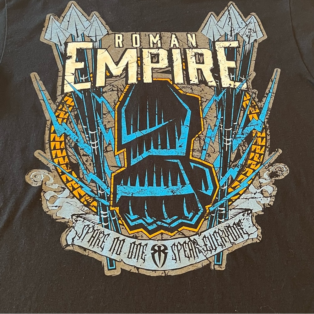 WWE Roman Empire Men Size Medium Black Blue Graphic Shirt Believe That Wrestling